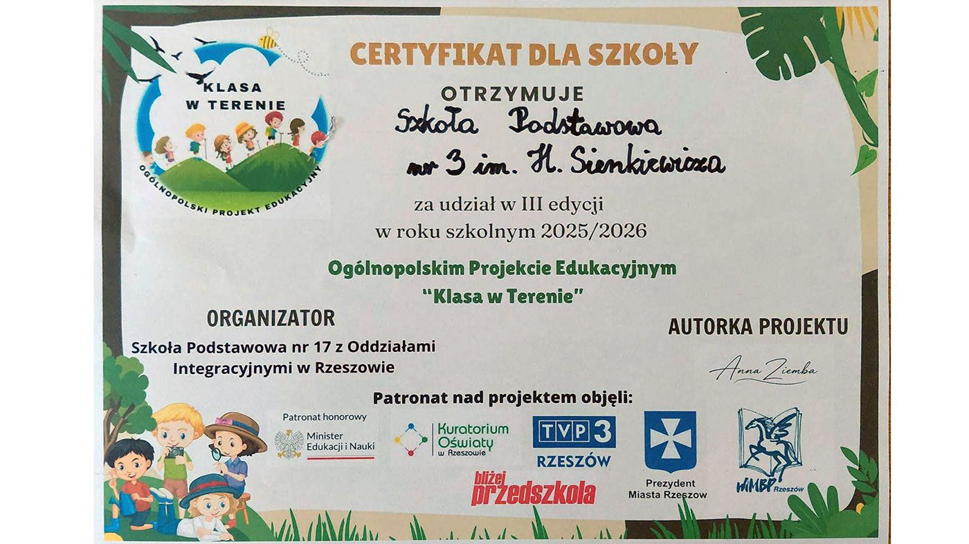Podsumowanie udziału w projekcie „Klasa w terenie”